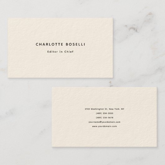 ミニマルエレガントクラシカルプロフェッショナルクリーム 名刺 (正面/裏面)