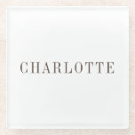 ミニマルエレガントクラシカルプロフェッショナル名 ガラスコースター<br><div class="desc">さまざまなサイズとタイプオプション、作成ツールを使用する簡単。名前を変更するだけで済む</div>