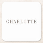 ミニマルエレガントクラシカルプロフェッショナル名 スクエアペーパーコースター<br><div class="desc">さまざまなサイズとタイプオプション、作成ツールを使用する簡単。名前を変更するだけで済む</div>