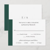 ミニマルエレガントクラシックエメラルド結婚グリーン 出欠カード (正面/裏面)