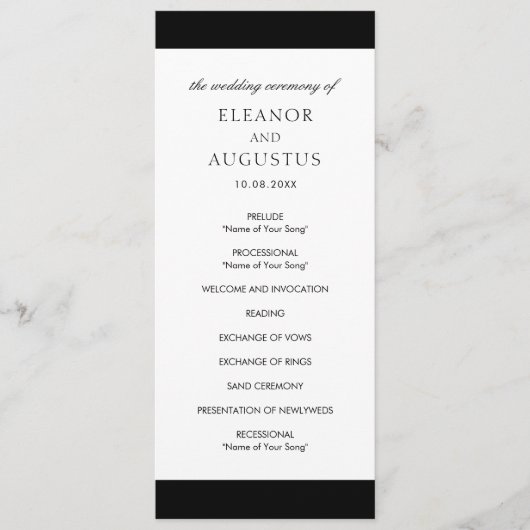 ミニマルエレガントクラシックモダン結婚白黒 プログラム (正面)