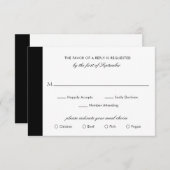 ミニマルエレガントクラシックモダン結婚白黒 出欠カード (正面/裏面)