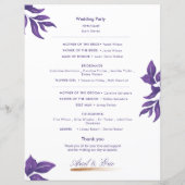 ミニマルエレガントクラシック紫結婚式 プログラム (裏面)