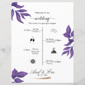 ミニマルエレガントクラシック紫結婚式 プログラム (正面)