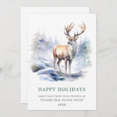 ミニマルエレガントシカのクリスマスツ企業のリー シーズンカード (正面/裏面)