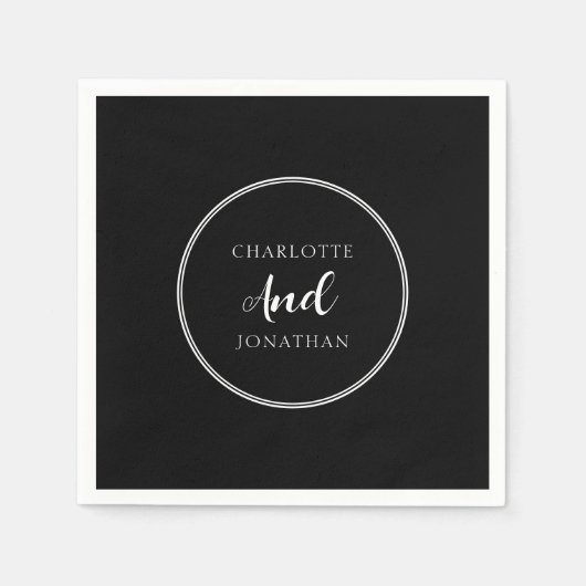 ミニマルエレガントシック書結婚跡 スタンダードカクテルナプキン (正面)