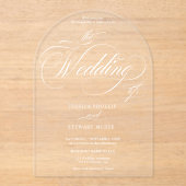 ミニマルエレガントシッ結婚ク・スクリプト澄ん白 アクリル招待状 (正面)