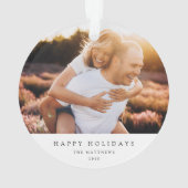 ミニマルエレガントシンプルクリスマスのカップル写真 オーナメント (裏面)