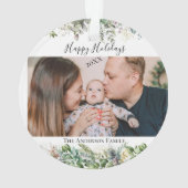 ミニマルエレガントシンプル |クリスマス・ファミリーの写真 オーナメント (裏面)