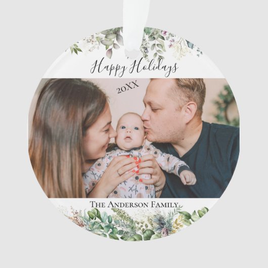 ミニマルエレガントシンプル |クリスマス・ファミリーの写真 オーナメント (正面)
