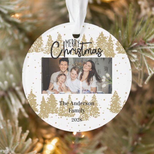 ミニマルエレガントシンプル |クリスマス・ファミリーの写真 オーナメント (ツリー)