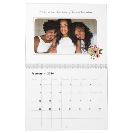 ミニマルエレガントスかわいらしガールズフレンズと引用文 カレンダー (2月 2026)