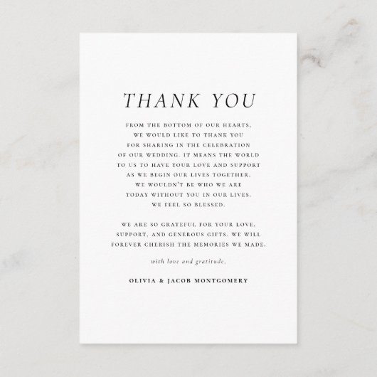 ミニマルエレガントスとシンプルフォトフォ結婚トの サンキューカード (裏面)