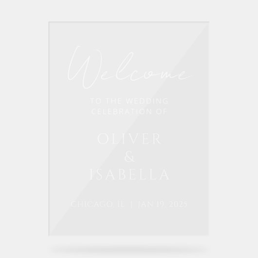 ミニマルエレガントスのア結婚クリル歓迎サイン アクリルサイン (正面)