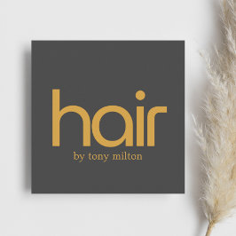 ミニマルエレガントスはっきりしたゴールデンダークグレーサロン スクエア名刺