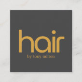 ミニマルエレガントスはっきりしたゴールデンダークグレーサロン スクエア名刺 (正面)