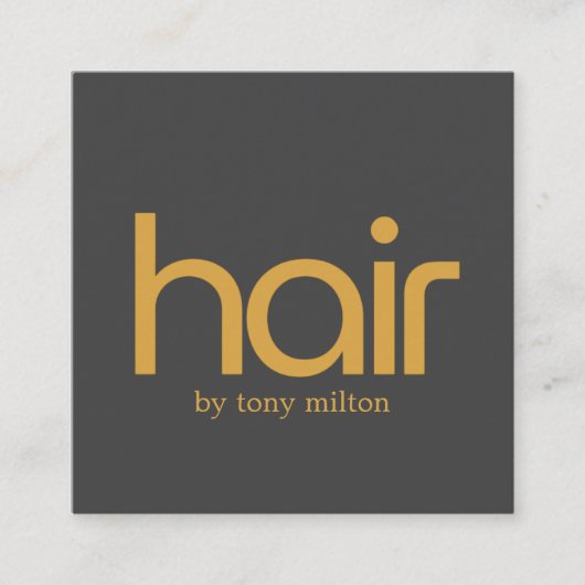 ミニマルエレガントスはっきりしたゴールデンダークグレーサロン スクエア名刺 (正面)