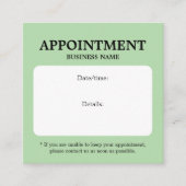 ミニマルエレガントスはっきりしたホワイトグリーン 予約カード (正面)