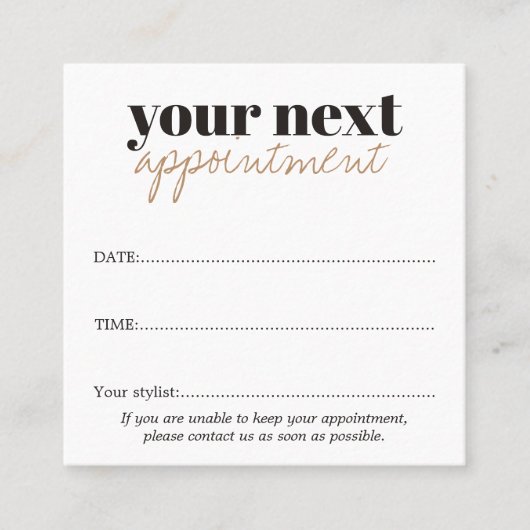 ミニマルエレガントスはっきりした白黒ゴールデンサロン 予約カード (正面)