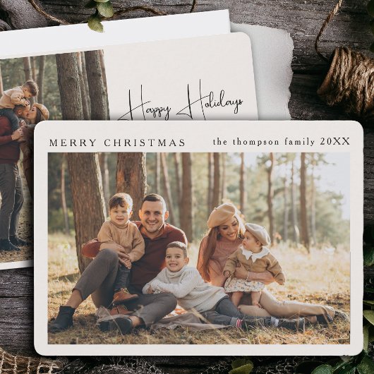 ミニマルエレガントスカスタムのクリスマスシンプル写真 シーズンカード