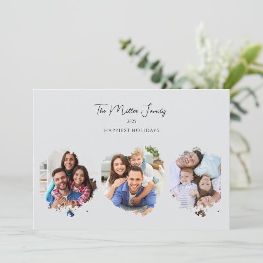 ミニマルエレガントスカスタムのクリスマスシンプル4写真 シーズンカード (スタンド正面)