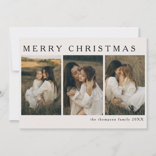 ミニマルエレガントスカスタムのクリスマスシンプル4写真 シーズンカード (正面)