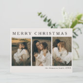 ミニマルエレガントスカスタムのクリスマスシンプル4写真 シーズンカード (スタンド正面)