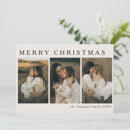 ミニマルエレガントスカスタムのクリスマスシンプル4写真 シーズンカード (スタンド正面)