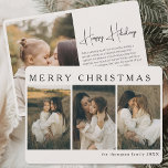 ミニマルエレガントスカスタムのクリスマスシンプル4写真 シーズンカード<br><div class="desc">ミニマリストのクリスマスモダン4エレガントフォトのホリシンプルーホリデーカードで時間の無い休日の挨拶を送る。このカードは、クリーンでデザインのシンプル4つのフォトスロットを美しく組み合わせ、家族の瞬間を見せるのに最適なお気に入りのカードである。ミニマモダンリストの美学と共に、このカーエレガントドはあなたの大切な写真に焦点を当て表現て、季節の楽しさの保ための方法である。洗練されたスタイルを鑑賞する家族向けに設計されたこのカスタムクラシッククリスマスカードは、クリスマスの暖かさとシンプルさのバランスを提供しコンテンポラリーている。清潔なレイアウトとお洒落デザインは、友人や愛する人に心からの願いを送るのに理想的である。家族のポートレートや独身の瞬間のコラージュを求めるにしても、このカードは洗練された個人的な方法で季節の精神を捉える。休日の挨拶にモダンひねりを求め伝統的る人に理想的なミニマエレガントリストのクリスマスシンプル気持ち4フォトホリデーカードは、スタイルとの完璧なブレンドである。シックでミニマルなデザインで家族の思い出を強調しながら、愛と喜びを送るユニークための完璧な方法だ。</div>