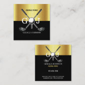 ミニマルエレガントスカスタムゴルフモノグラムデザイン スクエア名刺 (正面/裏面)