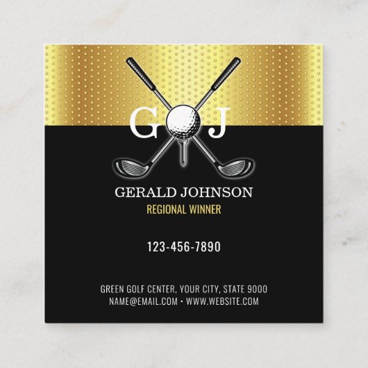 ミニマルエレガントスカスタムゴルフモノグラムデザイン スクエア名刺 (裏面)