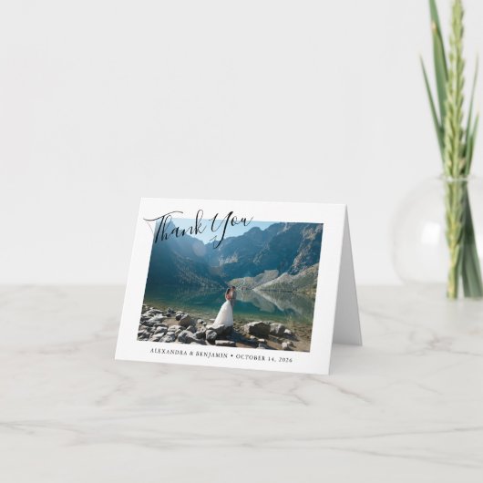 ミニマルエレガントスカスタム・メッセージ結婚の写真 サンキューカード (正面)