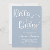 ミニマルエレガントスキュートブルー男の赤ちゃんシャワー 招待状 (正面)