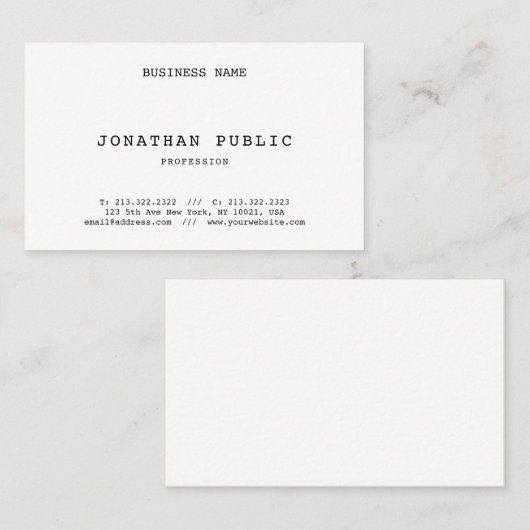 ミニマルエレガントスクラシックテンプレート懐かしい外観 名刺 (正面/裏面)