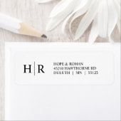 ミニマルエレガントスクラシック白黒モノグラム ラベル (インサイチュ)