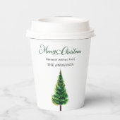 ミニマルエレガントスクリスマス水彩林 紙コップ (裏面)