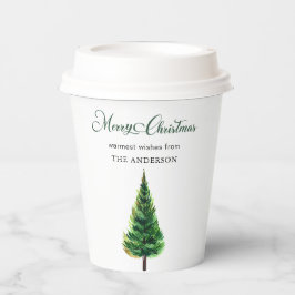 ミニマルエレガントスクリスマス水彩林 紙コップ