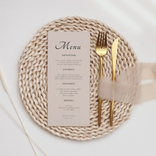 ミニマルエレガントスクリプト ダスティピンク ウェディング メニュー