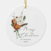 ミニマルエレガントスクリプトMerry Christmas セラミックオーナメント (正面)