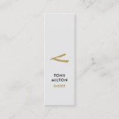 ミニマルエレガントスグレイフェイク金ゴールド理容師 スキニー名刺 (正面)