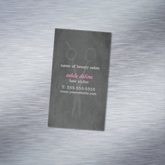 ミニマルエレガントスグレーピンク美容師 マグネット名刺 (インサイチュ)