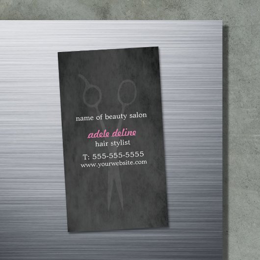 ミニマルエレガントスグレーピンク美容師 マグネット名刺