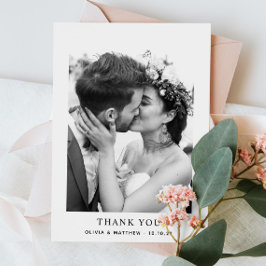 ミニマルエレガントスシンプルのクリーン結婚フォト サンキューカード