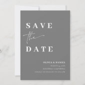 ミニマルエレガントスシンプルの灰色の写真日付を保存 招待状 (正面)