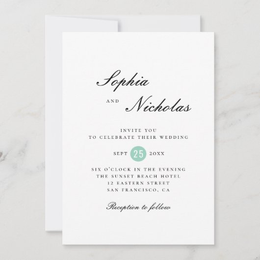 ミニマルエレガントスシンプルクラシッククリーン結婚 招待状 (正面)