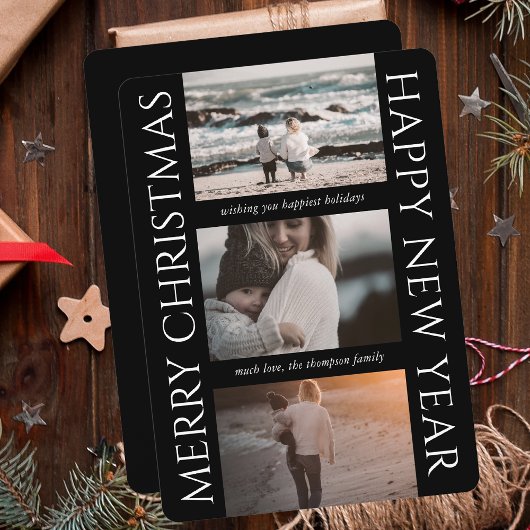 ミニマルエレガントスシンプルクリスマス写真コラージュ シーズンカード