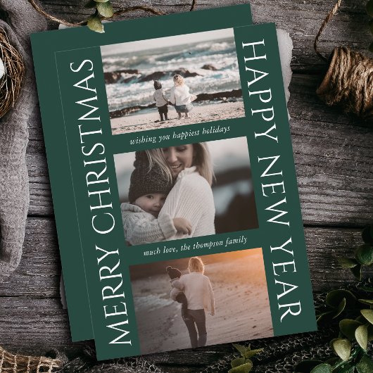 ミニマルエレガントスシンプルクリスマス写真コラージュ シーズンカード
