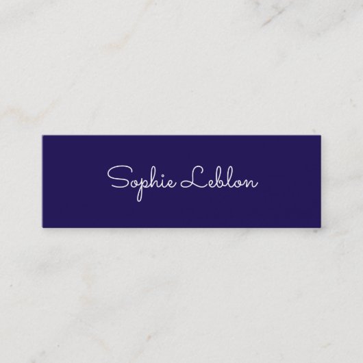 ミニマルエレガントスシンプルスクリプト名Dark-Blue スキニー名刺 (正面)