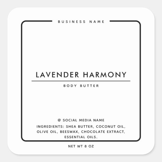 ミニマルエレガントスシンプル白黒 スクエアシール (正面)