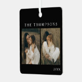 ミニマルエレガントスシンプル4フォトブラッククリスマス メタルオーナメント (正面左)